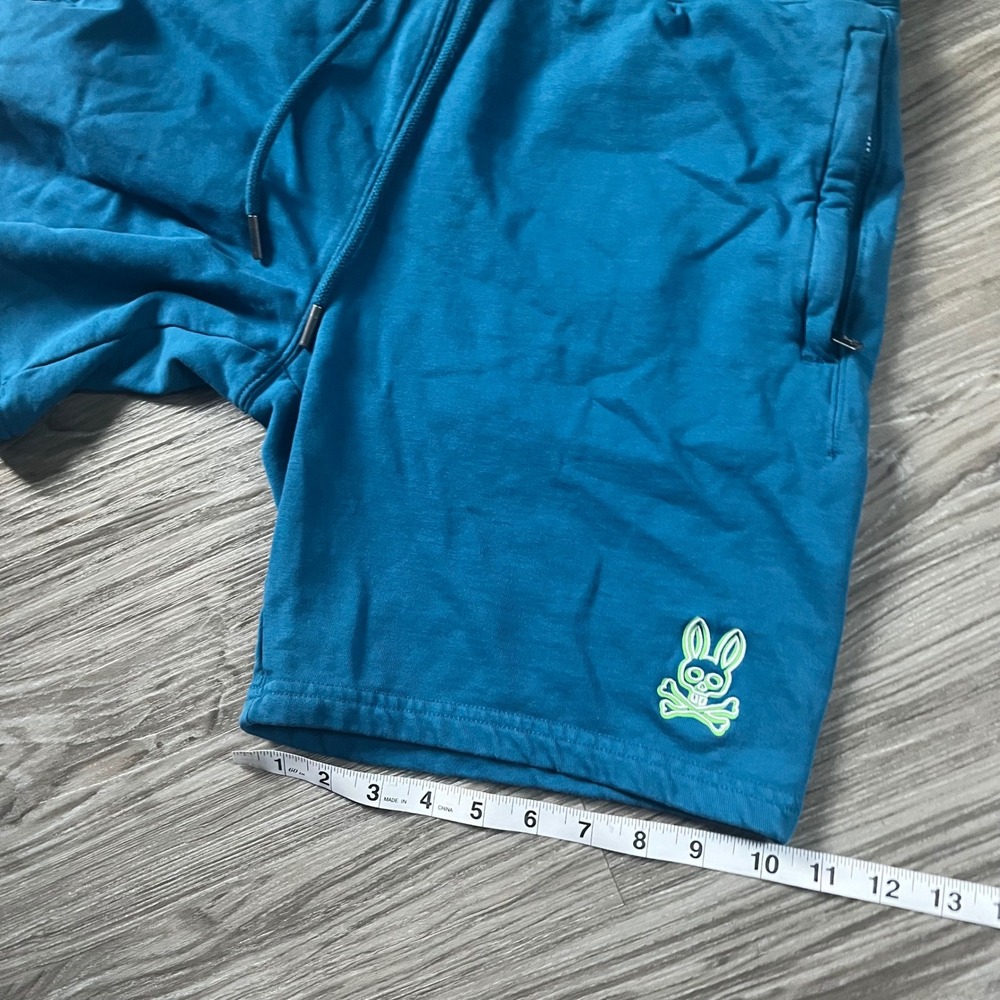 Psycho Bunny Mens Teal Blue French Terry Sweat Shorts B6R161W1FT Size M - Picture 8 of 9